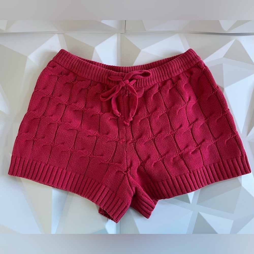Anthropologie Saturday Sunday Ellyn Cable-Knit Pink Short Size:M